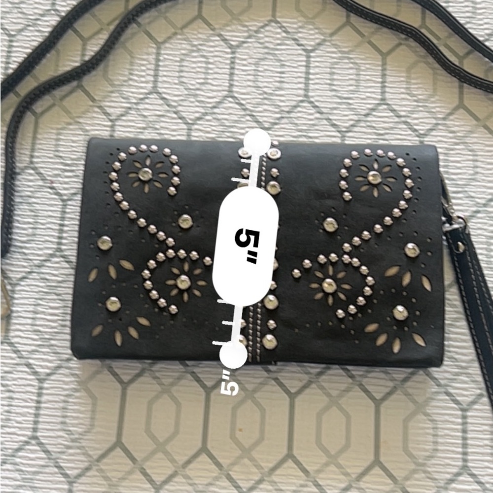 American Bling Black Studded Clutch Wristlet - Picture 3 of 8